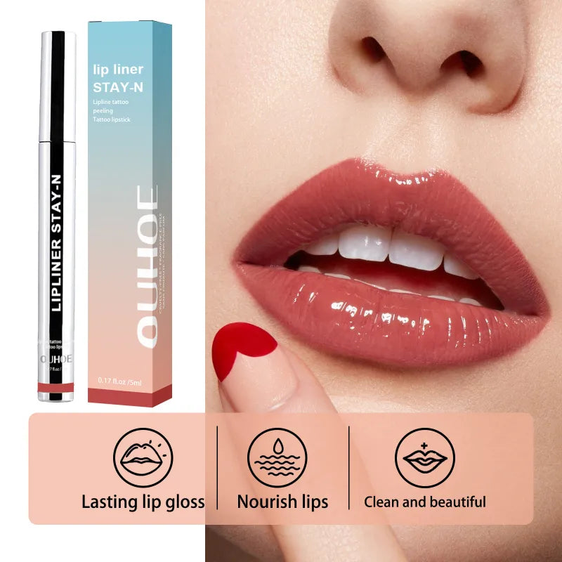 Dark Brown Lip Liner Waterproof Gloss