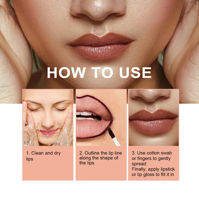 Dark Brown Lip Liner Waterproof Gloss